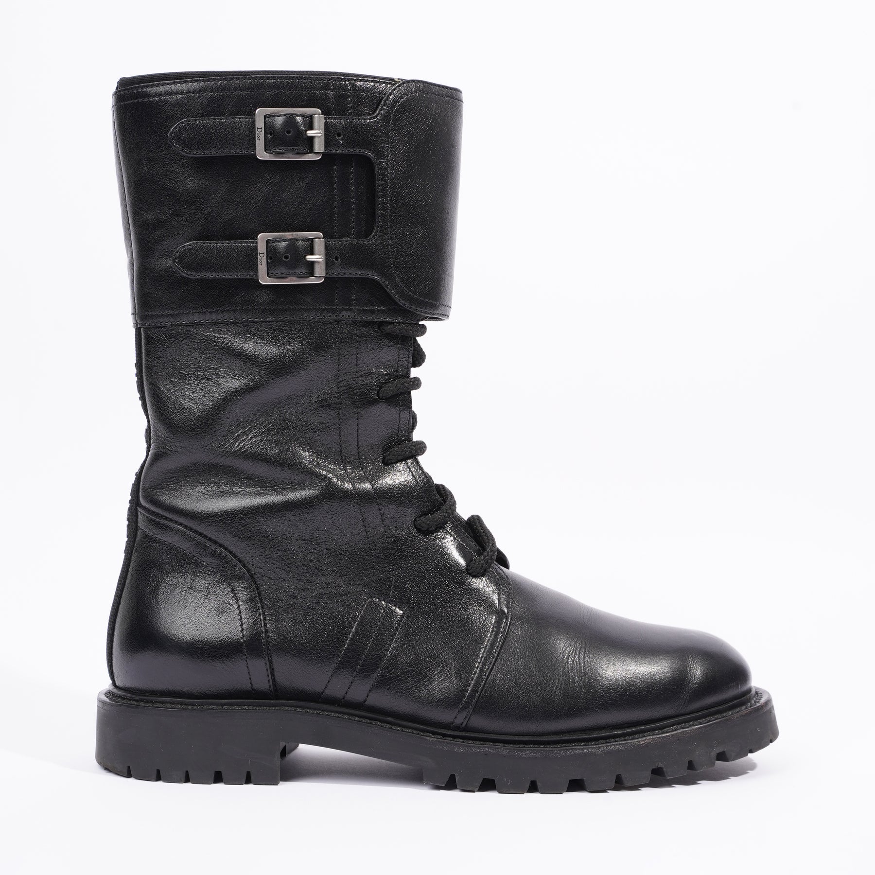 Diorally 8 calf leather Riding Leather Boot Black ref554340  Joli Closet